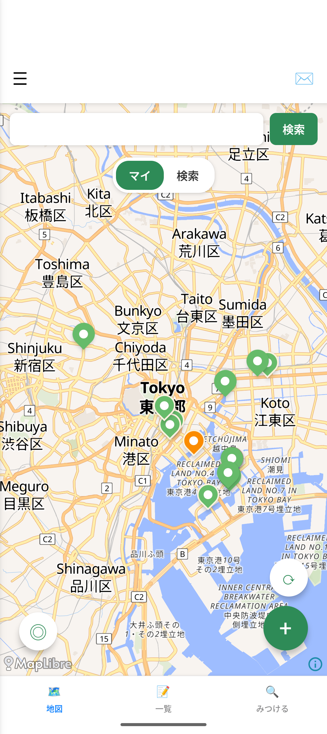 Spot Memory 地図ビュー（東京広域）
